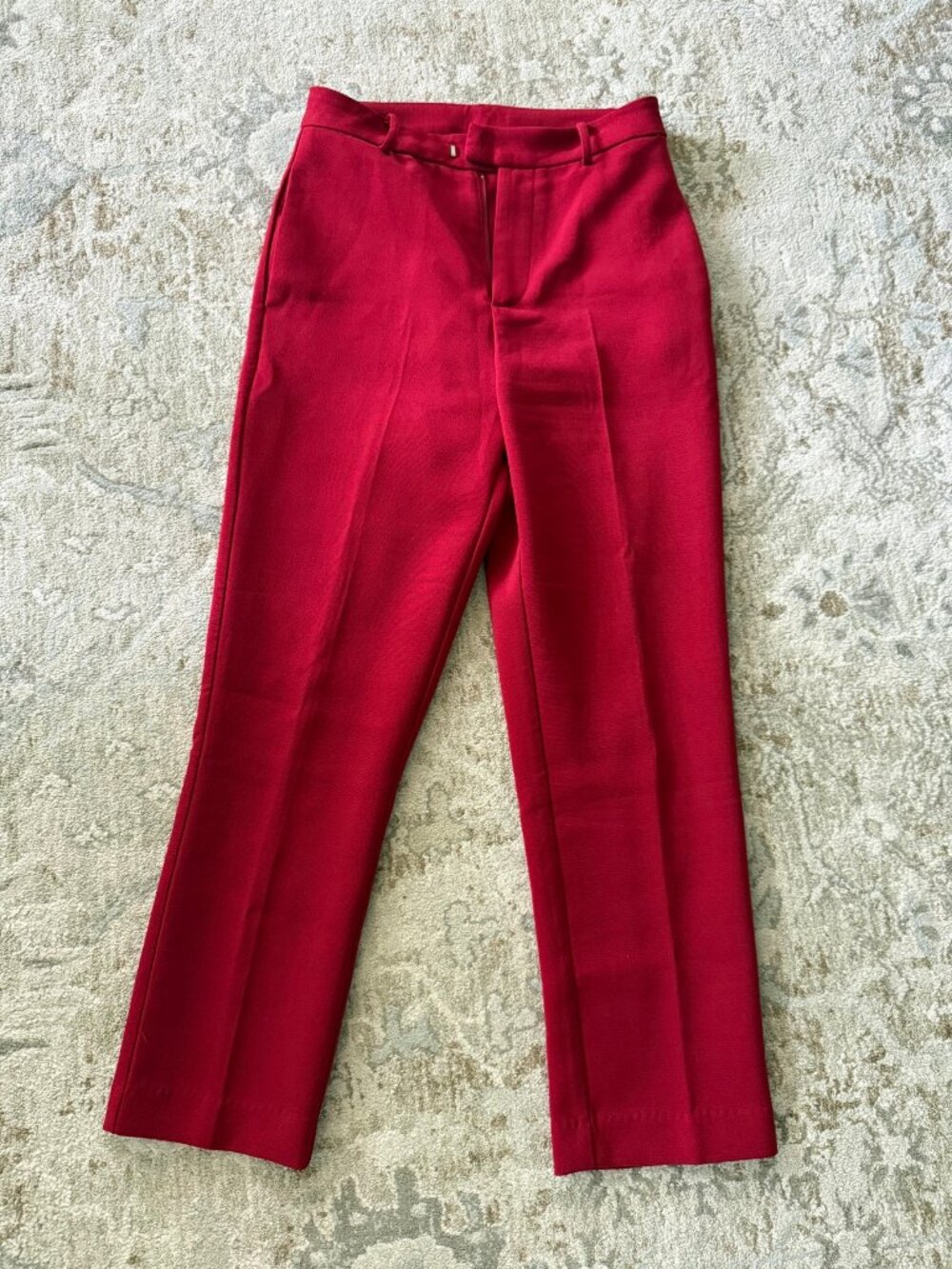 Line + Dot Red Cropped Trousers - Size S